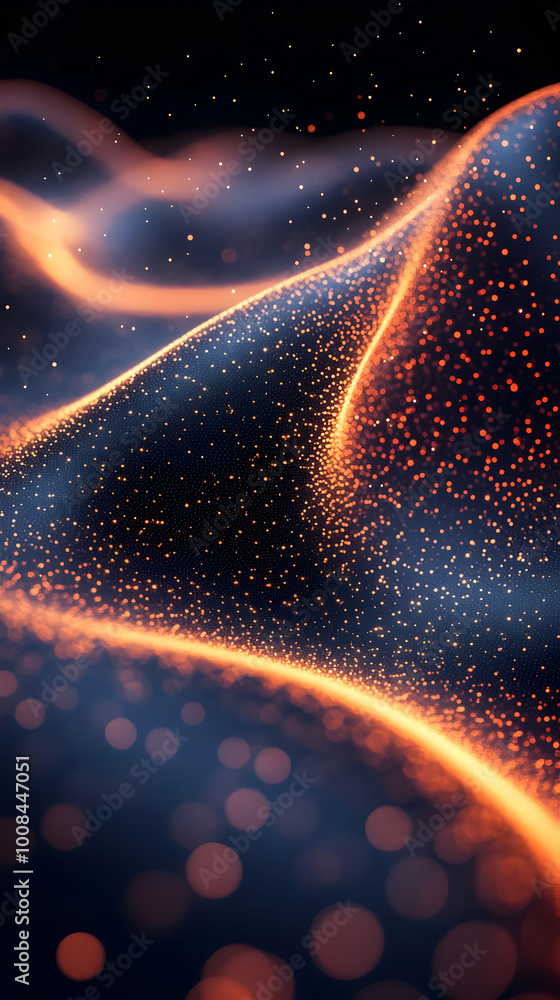Poster abstract background with particles and blurred bokeh