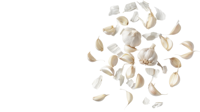 Garlic cloves on white background 