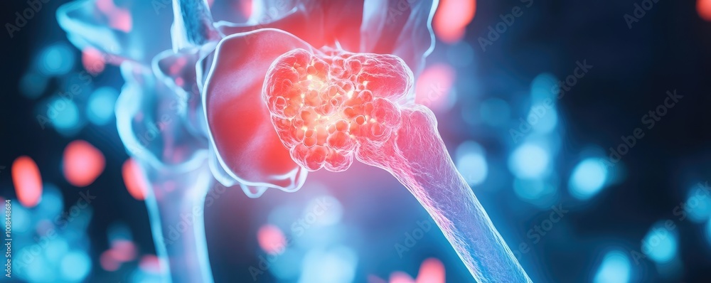 Aufkleber a close-up of a joint illustrating inflammation and potential health issues, highlighting the import