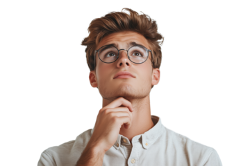 Portrait of a Thoughtful Young Man Wearing Glasses