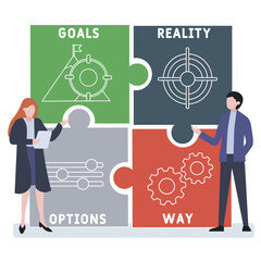 GROW - Goals, Reality, Options and Way acronym. business concept background. vector illustration concept with keywords and icons. lettering illustration with icons for web banner, flyer, landing pag