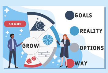 GROW - Goals, Reality, Options and Way acronym. business concept background. vector illustration concept with keywords and icons. lettering illustration with icons for web banner, flyer, landing pag