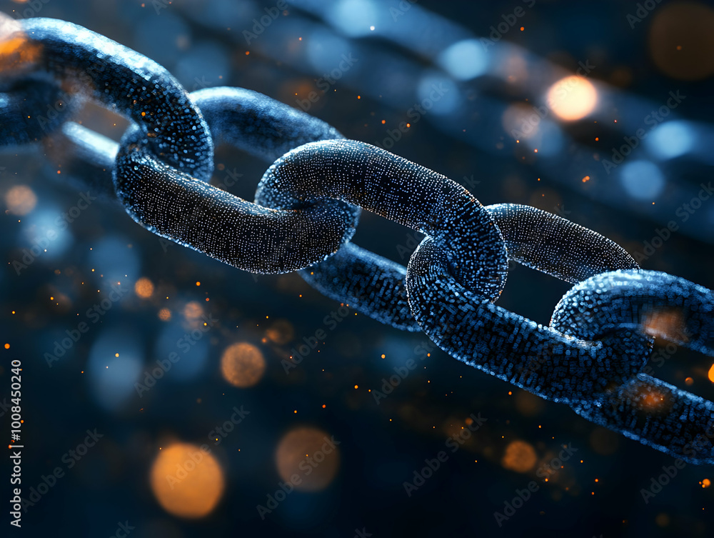 Poster abstract 3d blockchain technology illustration: digital chain security