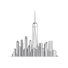 skyline illustration featuring modern skyscrapers urban cityscape transparent background