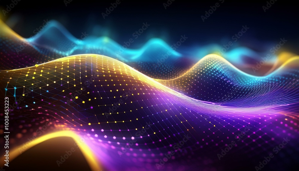 Aufkleber cyber big data flow. blockchain data fields. network line connects to stream. concept of ai technolo