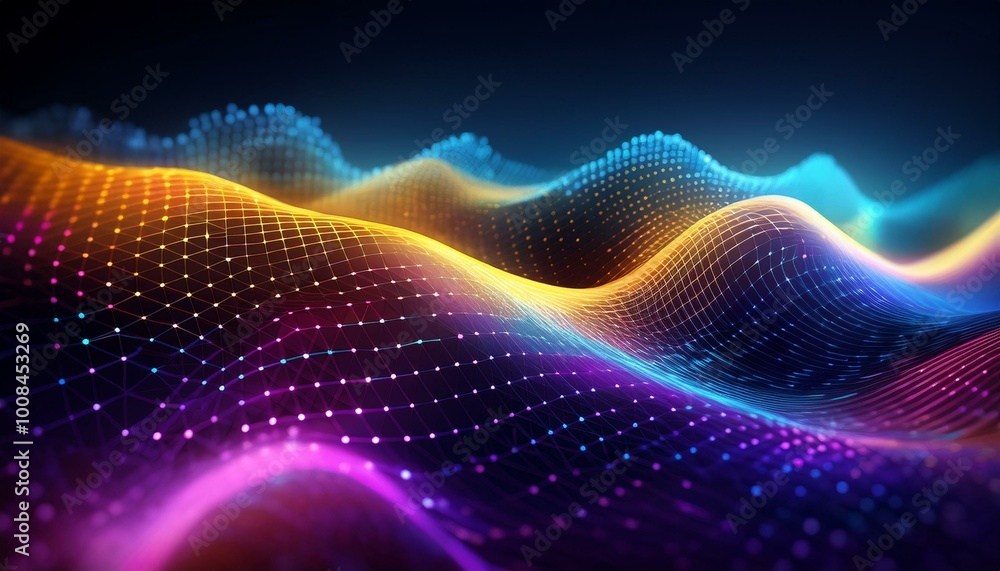 Aufkleber cyber big data flow. blockchain data fields. network line connects to stream. concept of ai technolo