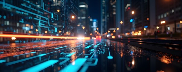 Obraz premium Digital background for tech, AI, data, audio, graphics, and more