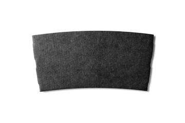 Top view of black corrugated cardboard coffee cup sleeve isolated on transparent background. High resolution.