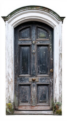 Vintage Wooden Doors with Weathered Textures and Rustic Charm Featuring Old Metal Hardware and Detailed Craftsmanship on white background