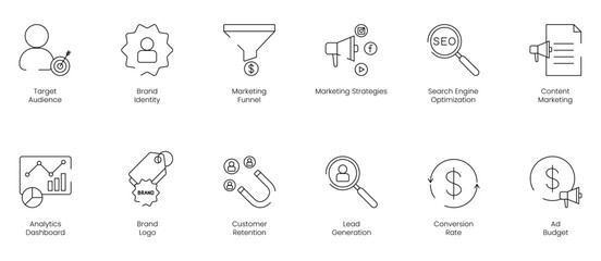 digital marketing icon set vector illustration 