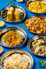 Loaded Cheese Fries, Grilled Chicken Macaroni Salad, Truffle Mac and Cheese, Grilled Corn kernel, Grilled Corn cob, Loaded Fries Nachos with Kimchi, Chicken, Cheese, Sauce, Mayonnaise dip closeup