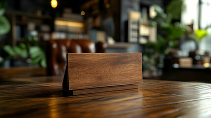 Empty Wooden Sign Photo on Restaurant Table