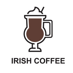 Glass of Irish Coffee - vector, icon, illustration.