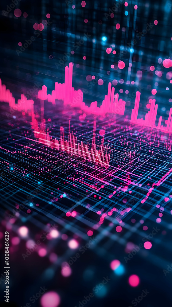Poster abstract background data visualization with pink charts