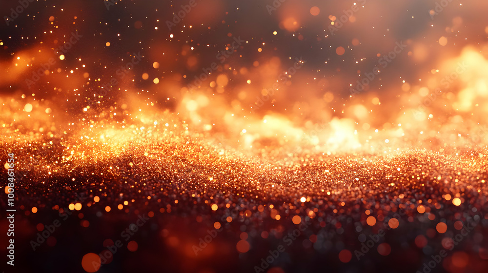 Poster abstract background with glowing particles and bokeh