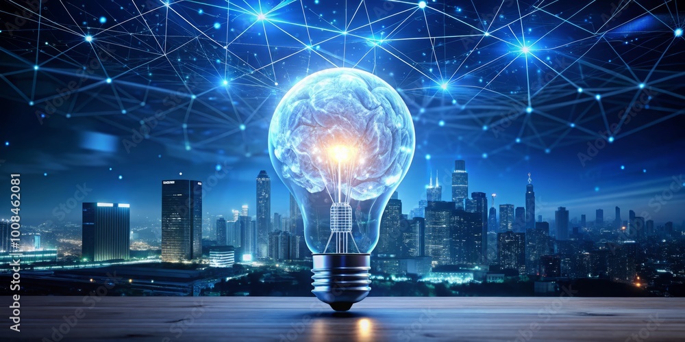 Poster brighten the future with innovative concepts and advanced technology, blending imagination and intel