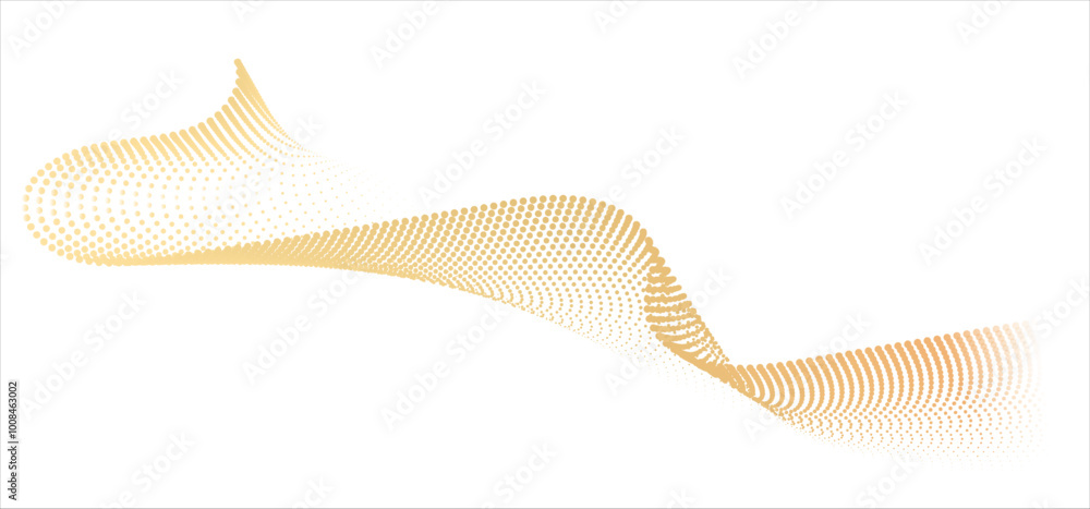 Leinwandbilder Abstract dot particle wave pattern flowing  golden curve isolated on white background. Abstract smooth wavy lines  gold gradient color luxury vector element for Christmas or New Year design
