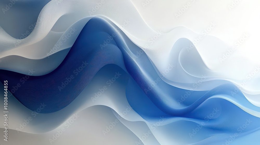 Poster abstract blue wave patterns in soft light