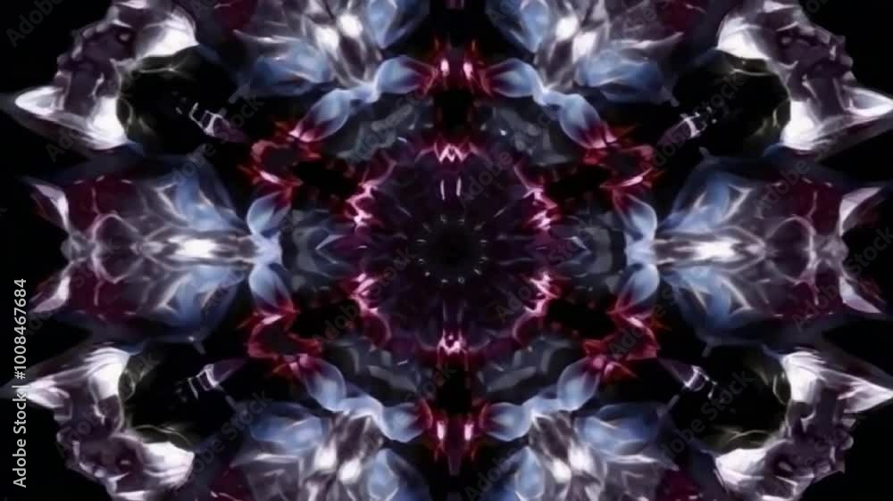 Poster mesmerizing kaleidoscope background with colorful patterns, twilight colours, looped