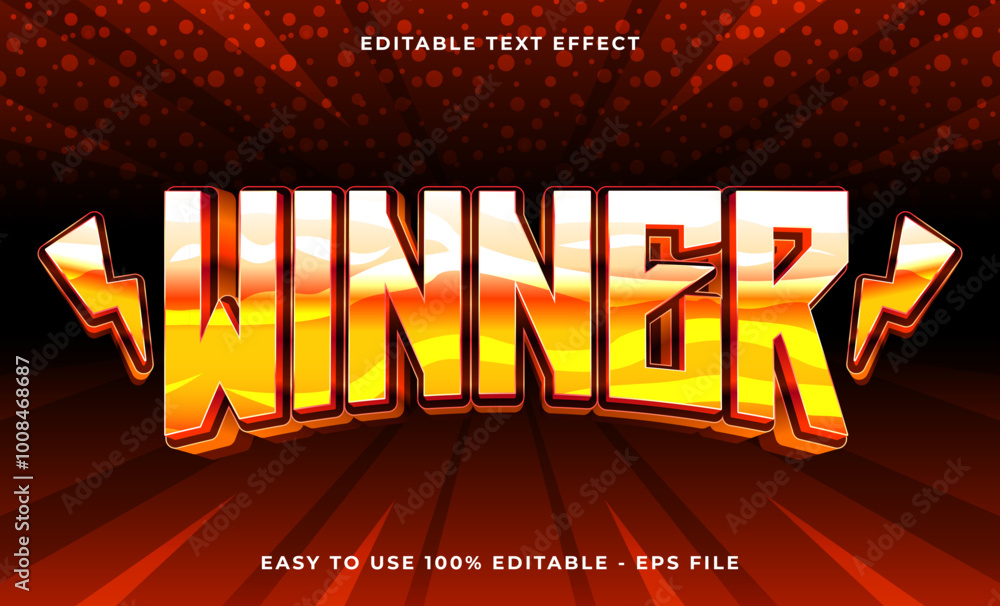 Poster winner text style theme, editable text style effect