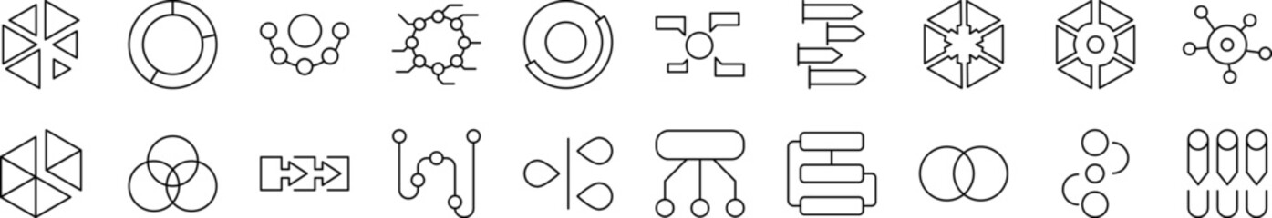 Hierarchy Bundle of Thin Icons. Editable Stroke. Suitable for Web Sites, Books, Cards, Apps