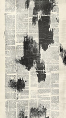 Obraz premium textured newspaper background black and white with ink effect filter 2d adjustment layer ink drop effect, dripping spot ink fluid drops on news paper written text on white sheet canvas