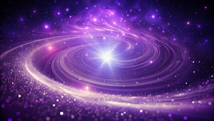 Cosmic Dance of Light and Dust A Spiraling Symphony of Stars in a Purple Nebula