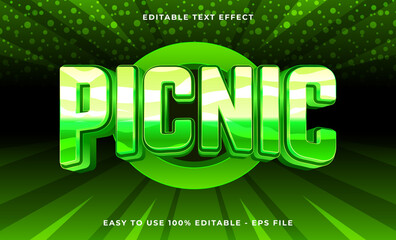 Picnic text style theme, Editable text style effect