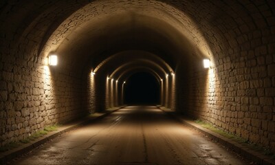 Obraz premium Deep stone tunnel, detail of ancient cave on a mountain