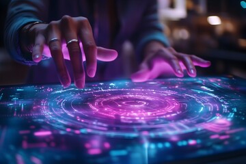 Graphic Designer Working on Holographic Animations for Cutting Edge Marketing Campaign