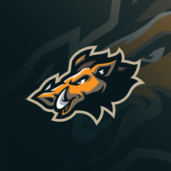Boar mascot logo design with modern illustration concept style for badge, emblem and t shirt printing. Boar head illustration for sport and esport team.