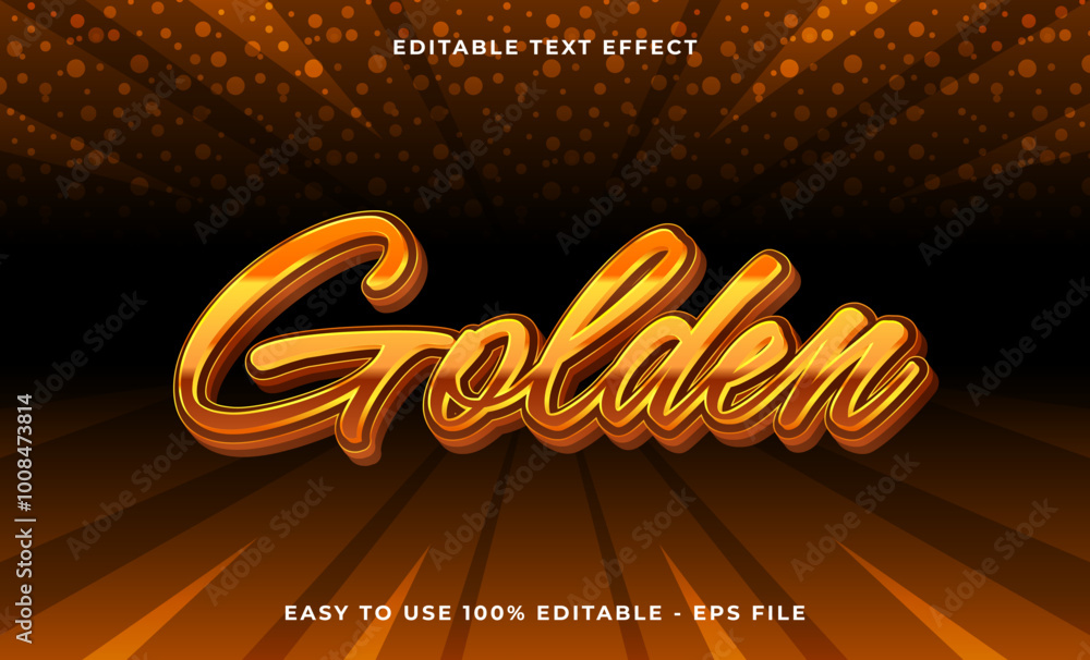 Poster golden text style theme, editable text style effect