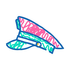 military hat cap doodle icon sketch vector. military hat cap sign. isolated symbol illustration