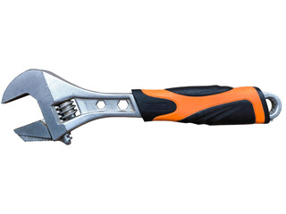 mechanical tools, adjustable wrench isolated on empty background, png cut