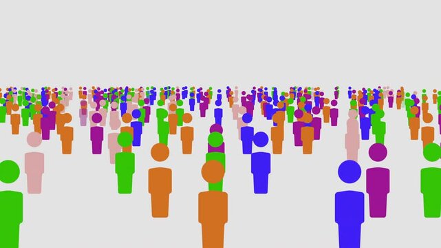 Population concept animation, world population animation, crowd, demographics, 
