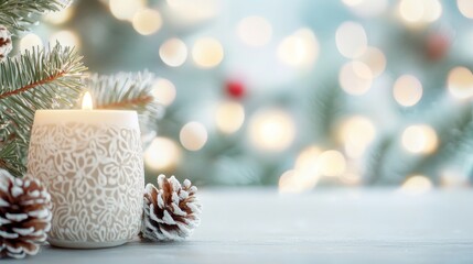 Stylish Christmas Room Ambiance, a cozy interior adorned with festive decorations, soft glowing lights, and a warm color palette creating a cheerful holiday atmosphere.