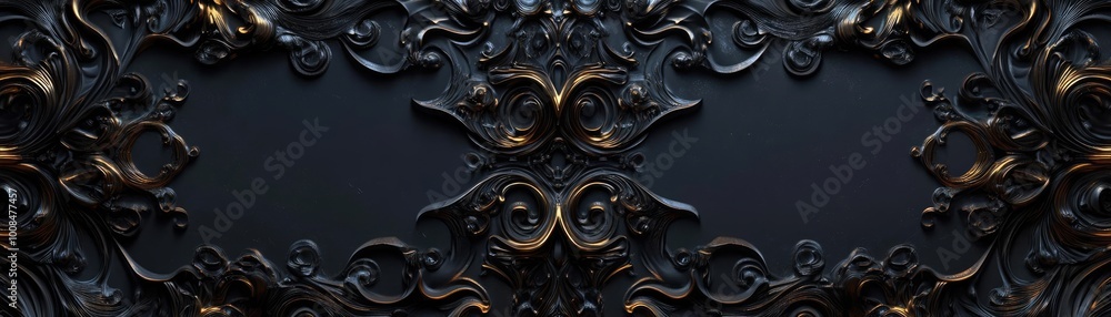 Poster an intricate and elegant black and gold ornate background design perfect for upscale branding and lu