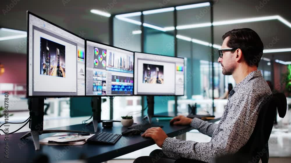 Poster Video Editor Tech Job Using Computer