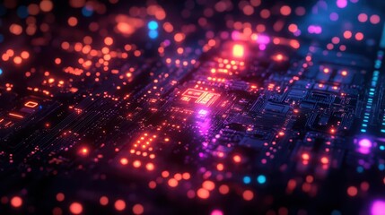 Obraz premium a futuristic cityscape features towering illuminated skyscrapers intertwined with advanced technology radiating a vibrant energy that encapsulates the pulse of modern urban life and innovation