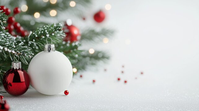 Elegant Christmas Tree, a close-up view of a beautifully decorated Christmas tree, set against a minimalist background, highlighting its festive charm and simplicity.