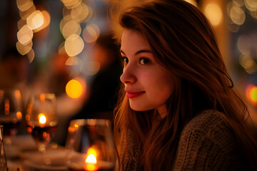 Romantic dinner, anniversary celebration, cozy restaurant cafe date, Generative AI image