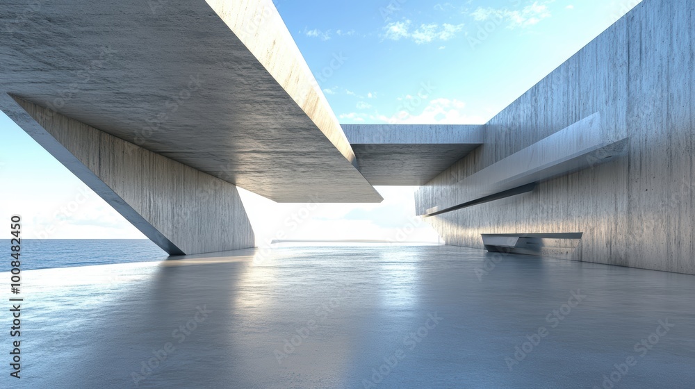 Poster sleek modern abstract 3d architecture render