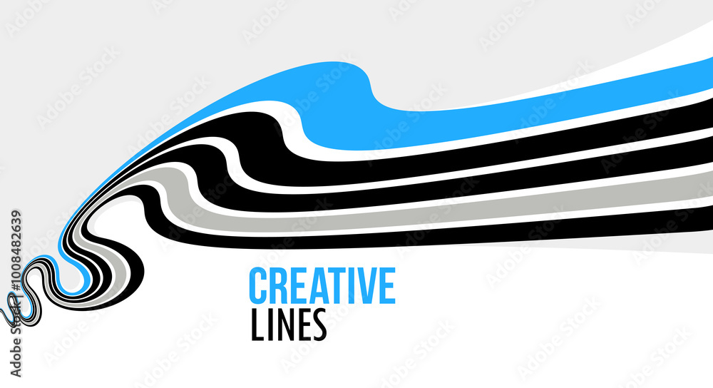 Poster creative lines vector abstract background, 3d perspective linear graphic design composition, stripes