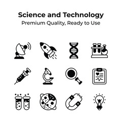 Pack of science and technology icons in modern style