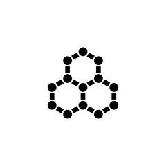 Modern, minimalistic vector icon representing molecular structure, perfect for science and education.