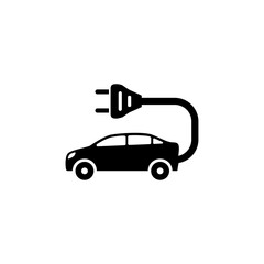 Naklejka premium Stylish vector icon of an electric car with a plug, symbolizing eco-friendly transportation.