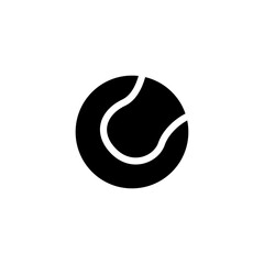 Minimalist black tennis ball icon, perfect for web and mobile applications.