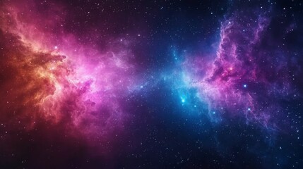 Obraz premium Vivid Cosmic Nebula, an explosion of colors in a celestial cloud, showcasing the beauty of the universe, with twinkling stars and the mystery of supernovae.