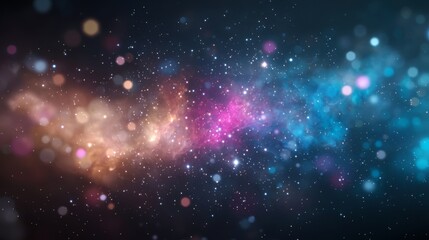 Fototapeta premium Vibrant Cosmic Nebula, A stunning celestial scene showcasing a colorful galaxy filled with swirling clouds and stars, embodying the vastness of the universe and its mysteries.