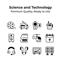 Set of science and technology icons in modern style